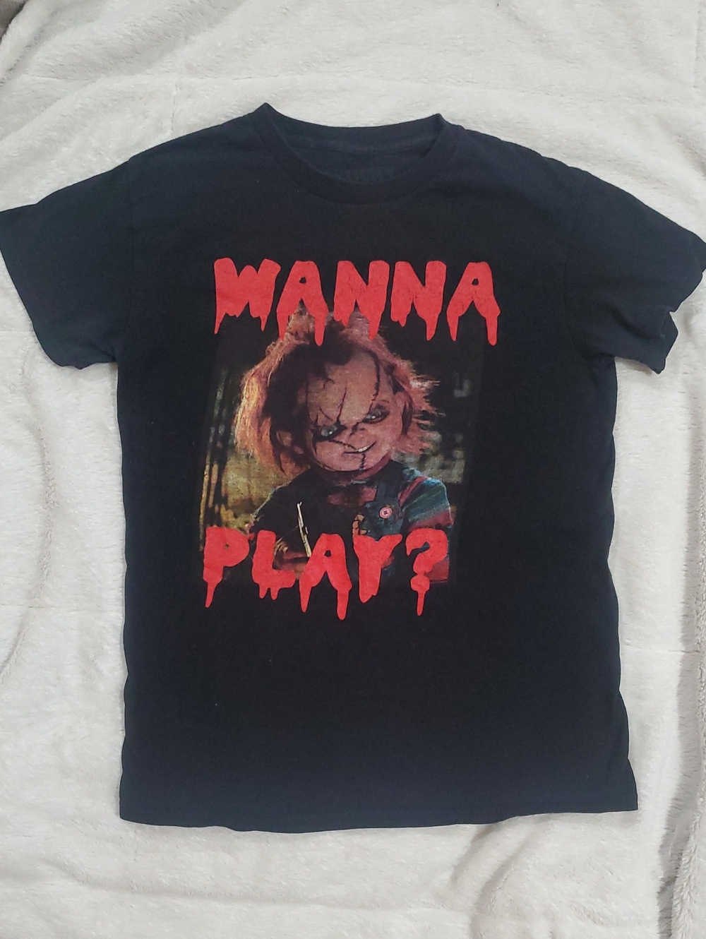 🎃👻Black Graphic 'Wanna Play?' Short Sleeve Tee